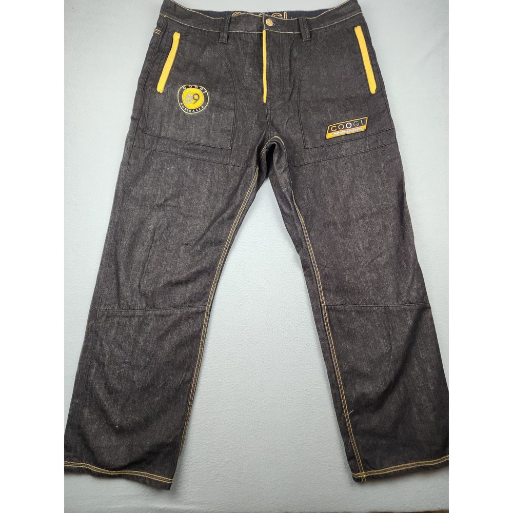 Coogi Jeans Mens 40x34(33) Blue Straight 69 Flap Pockets HipHop Baggy Y2K Street